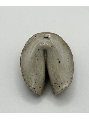 Ceramic Fortune Cookie Pendant With Glossy Finish Pre-Drilled Hole For Jewelry 2